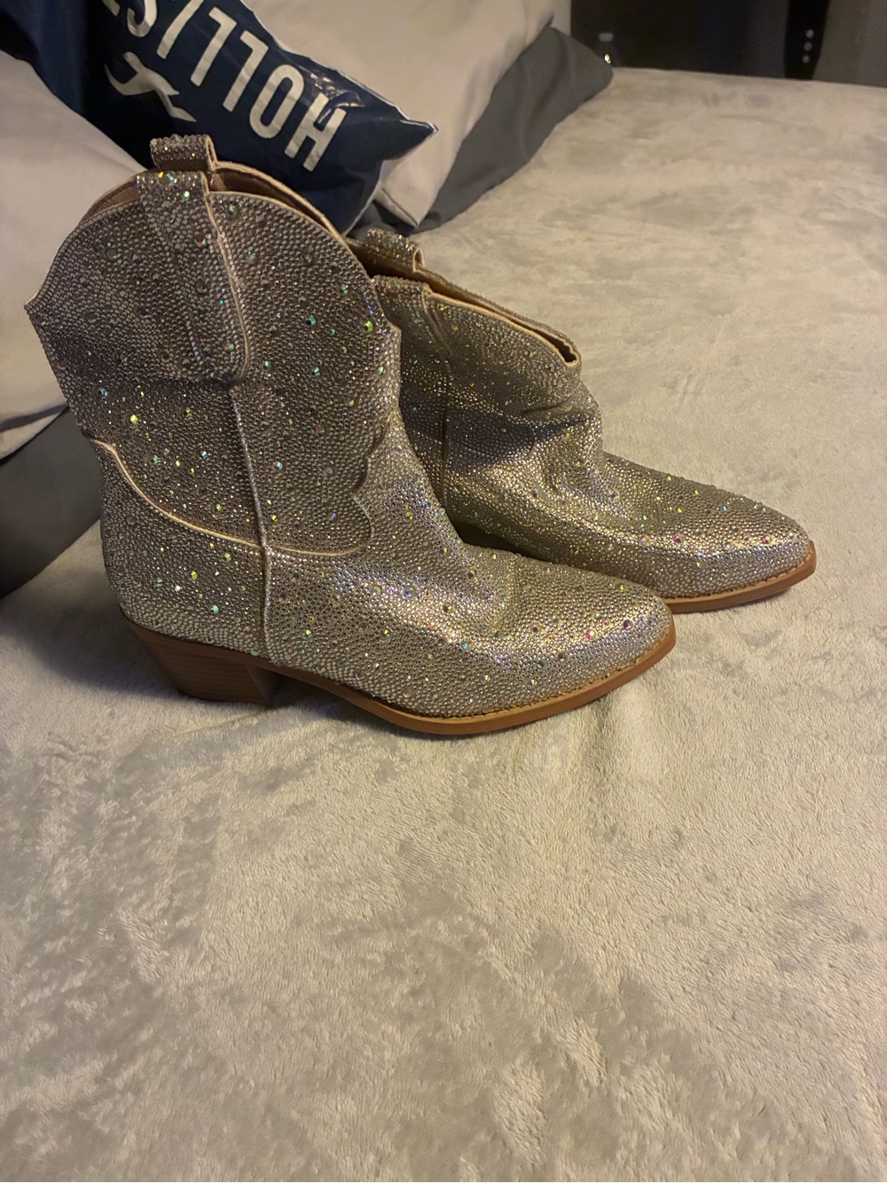 Amazon Silver Rhinestone Western Ankle Boots - Picture 6 of 10